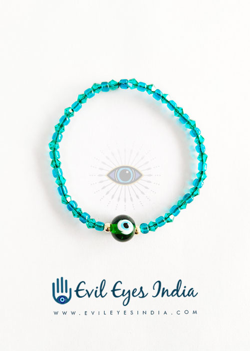 Delicate Green Evil Eyes Bracelet