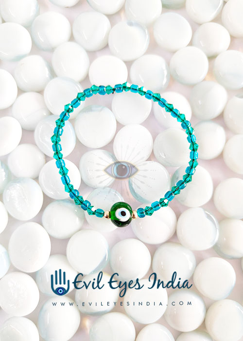 Delicate Green Evil Eyes Bracelet