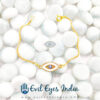 Delicate Evil Eye Bead In Mother Of Pearl Setting Bracelet