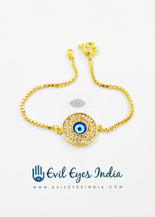 Traditional Evil Eye Bracelet In Golden Chain