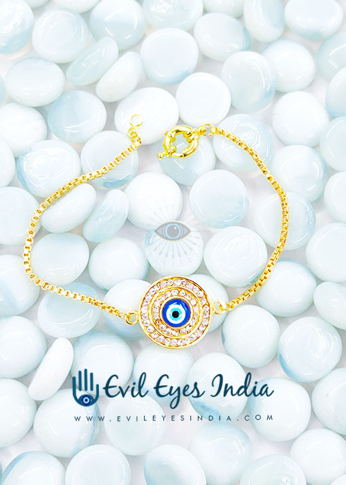 Traditional Evil Eye Bracelet In Golden Chain