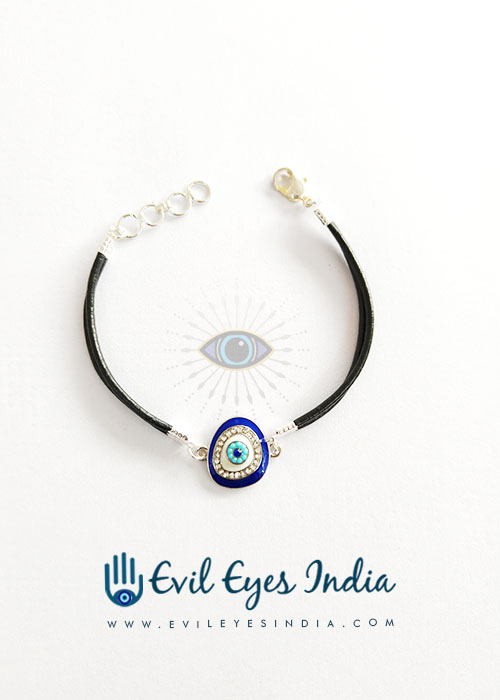 Pretty Evil Eye Leather Bracelet For Her Silver