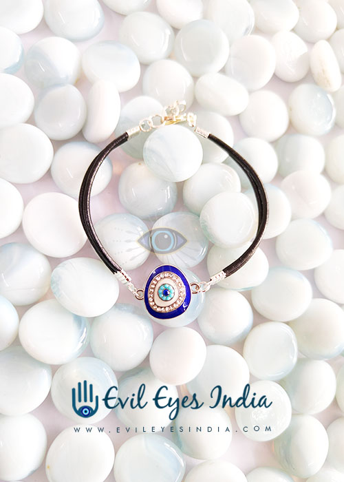 Pretty Evil Eye Leather Bracelet For Her Silver