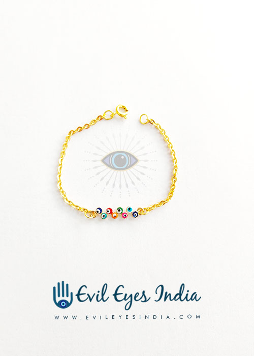 Wavy Multi Colored Evil Eye Beads For Young Kids