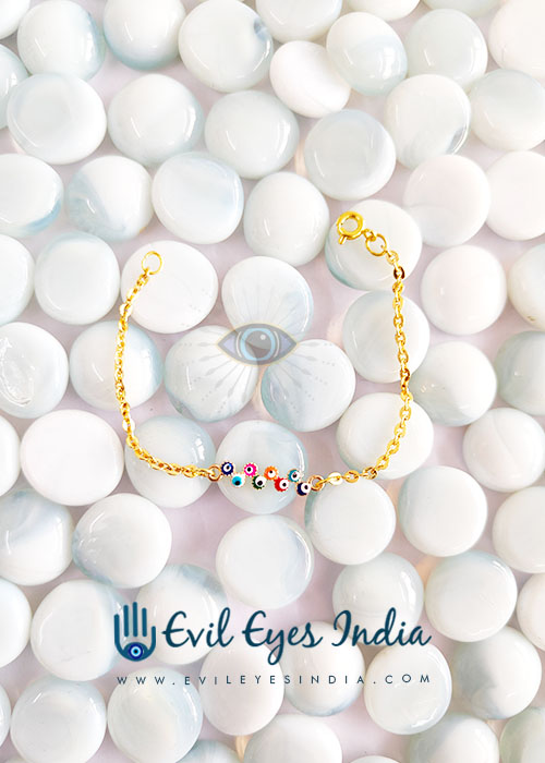 Wavy Multi Colored Evil Eye Beads For Young Kids