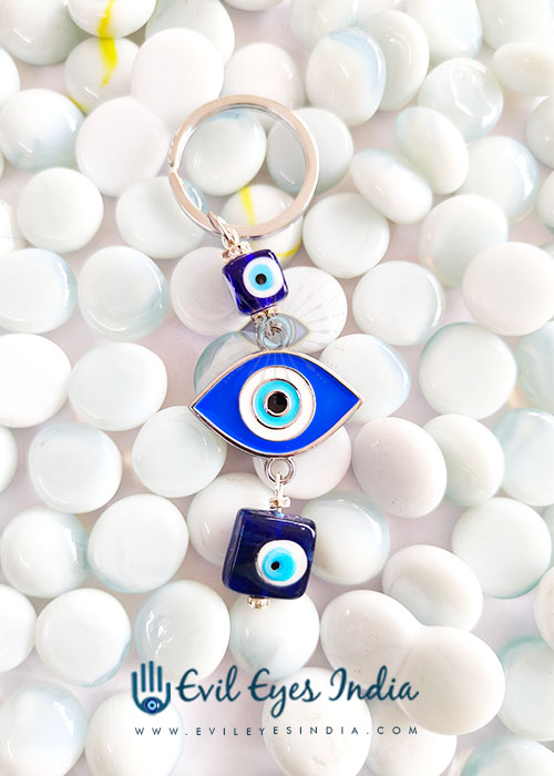 Evil Eye Keychain With Metal Charm For Protection