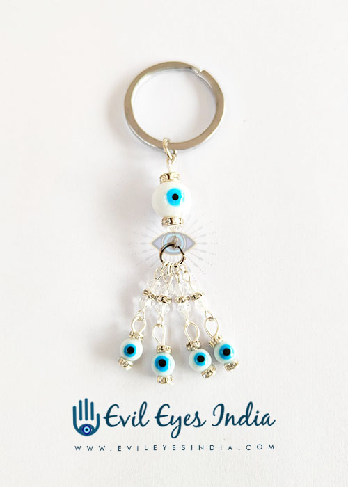 White Evil Eye Keychain