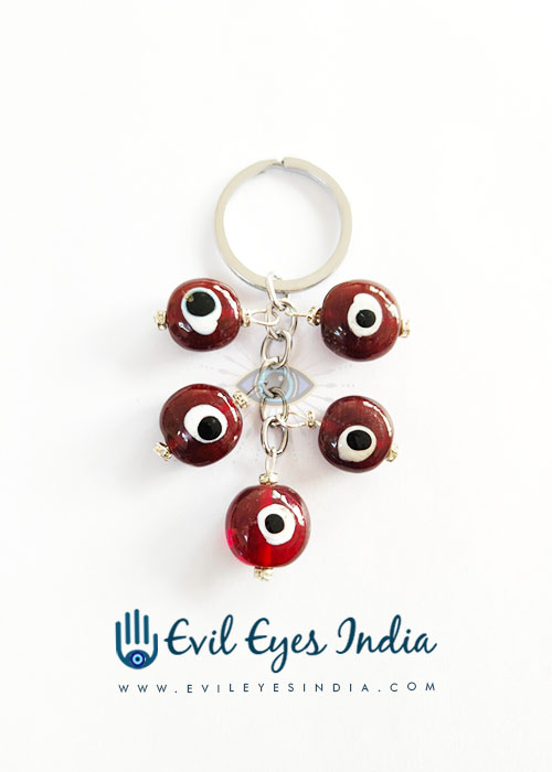 Solid Brown Evil Eyes Keychain