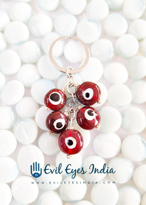 Solid Brown Evil Eyes Keychain