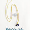 Delicate Evil Eye Pendant For Protection In Oxidised Chain