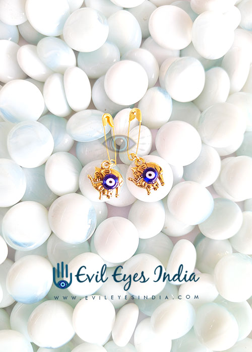 Baby Elephant Safety Pins With Evil Eye For Protection