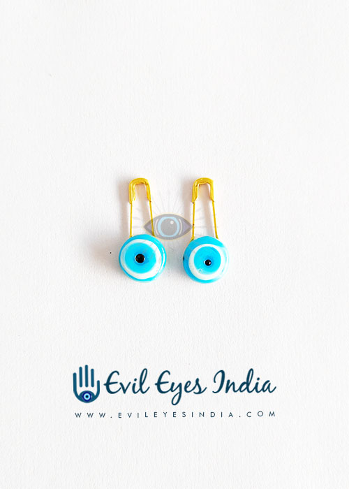 Evil Eye Safety Pin For Protection (pair)- Turquoise