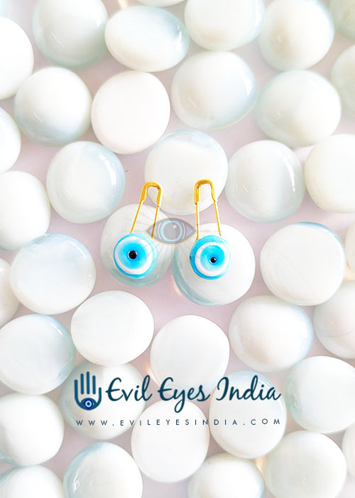 Evil Eye Safety Pin For Protection (pair)- Turquoise