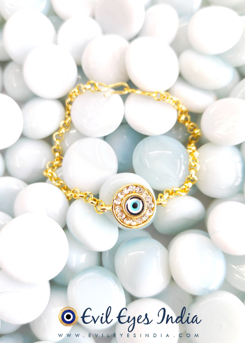 Golden Evil Eye Bracelet in Chain