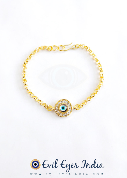 Golden Evil Eye Bracelet in Chain