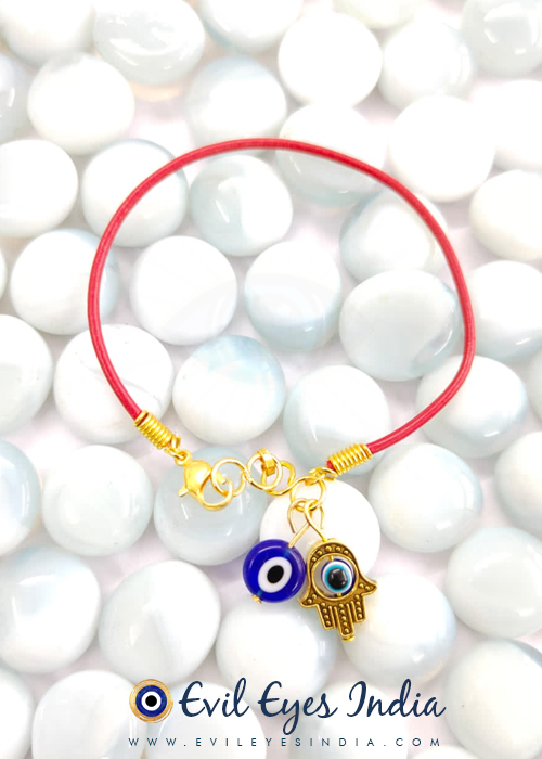 Authentic Blue Hamsa Hand & Evil Eye Droplet Bracelet