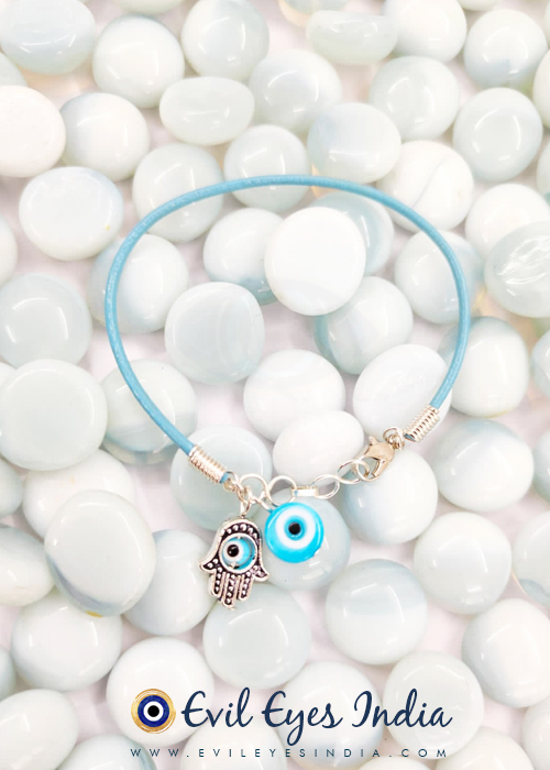 Turquoise Hamsa Hand & Evil Eye Droplet Bracelet