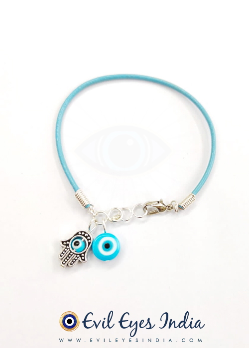 Turquoise Hamsa Hand & Evil Eye Droplet Bracelet