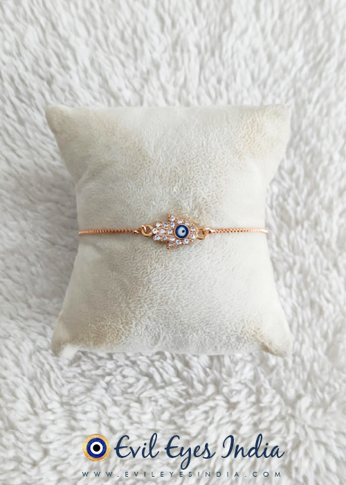 Evil Eye Bracelet in Rose Gold Adjustable Chain