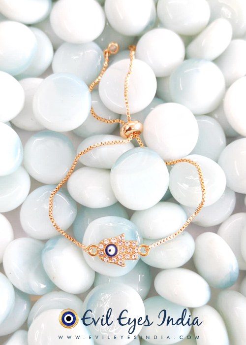 Evil Eye Bracelet in Rose Gold Adjustable Chain