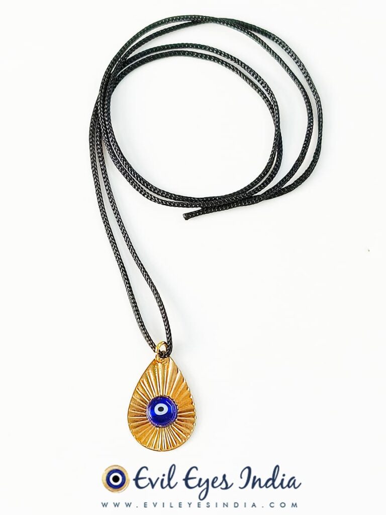 Feather Light Evil Eye Pendant in Black Thread