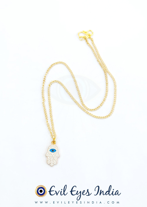 Tiny Hamsa Hand Pendant with Chain