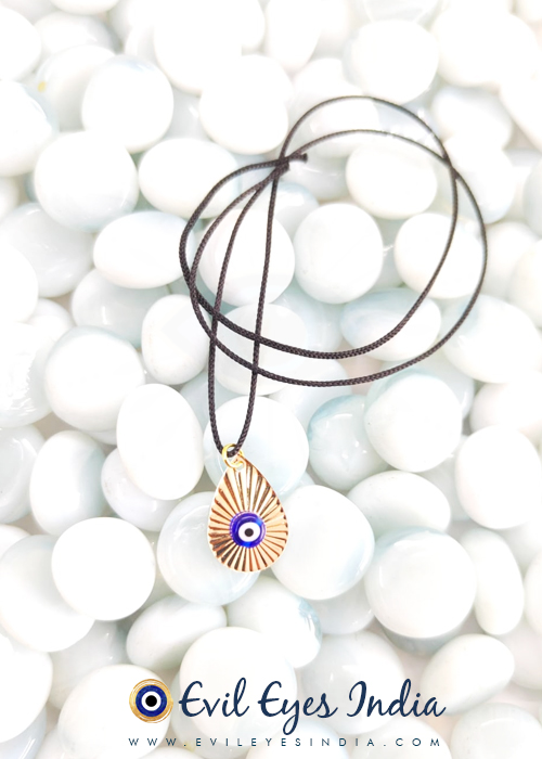 Feather Light Evil Eye Pendant in Black Thread