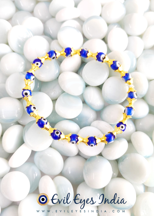 Tiny Evil Eye Bracelet - Authentic Blue