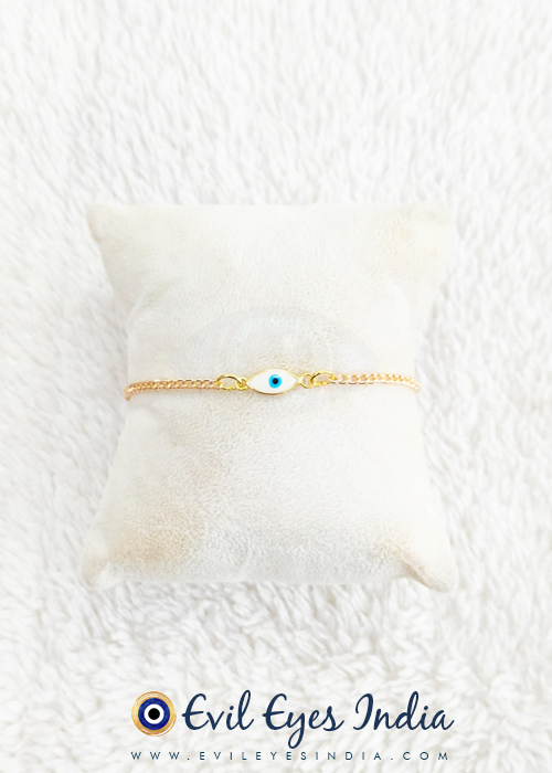 Tiny Evil Eye Bracelet in Chain