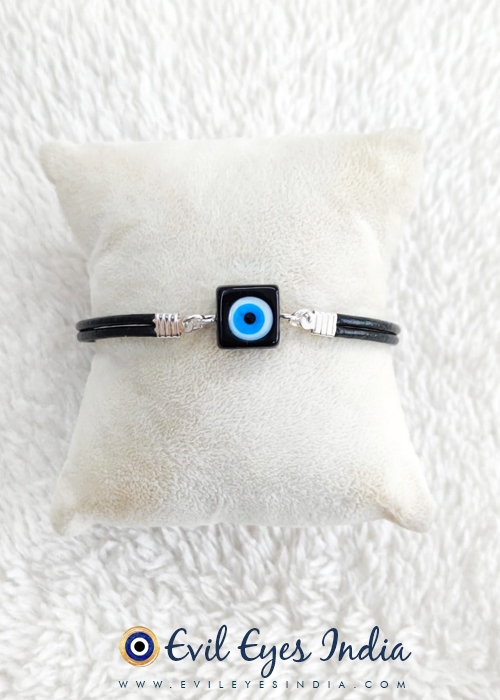 Men's Evil Eye Bracelet with Square Bead