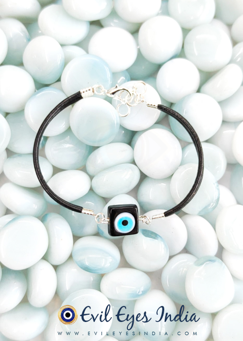 Men's Evil Eye Bracelet with Square Bead