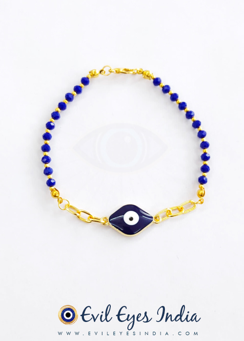 Evil Eye Bracelet with Blue Crystals