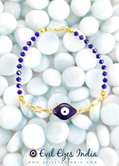 Evil Eye Bracelet with Blue Crystals