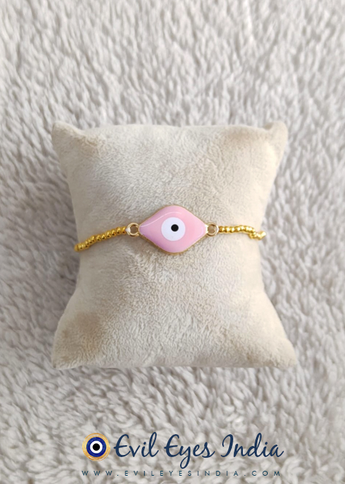 Eye Shaped Evil Eye Bracelet with Pink Evil Eye