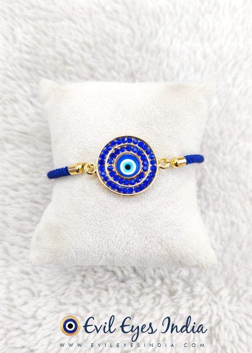 Authentic Blue Evil Eye Bracelet in Handmade Adjustable Cord