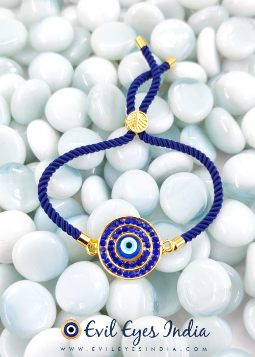 Authentic Blue Evil Eye Bracelet in Handmade Adjustable Cord