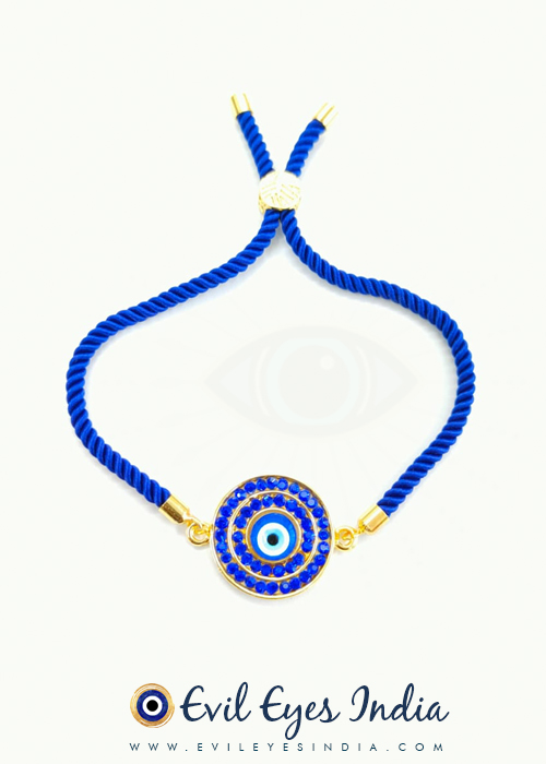 Authentic Blue Evil Eye Bracelet in Handmade Adjustable Cord