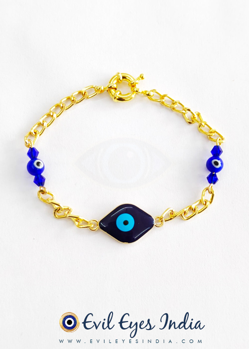 Eye Shaped Evil Eye Bracelet with Authentic Blue Evil Eye