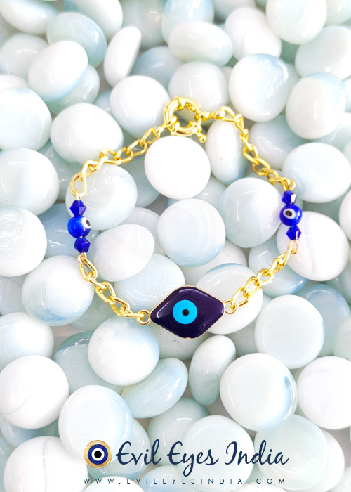 Eye Shaped Evil Eye Bracelet with Authentic Blue Evil Eye