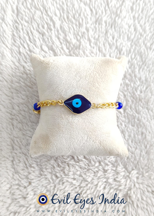 Eye Shaped Evil Eye Bracelet with Authentic Blue Evil Eye