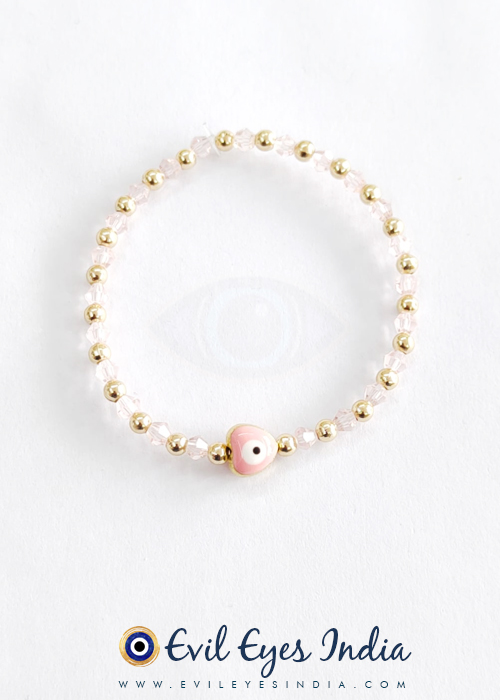 Pink Evil Eye Bracelet with Crystals for Self-Love