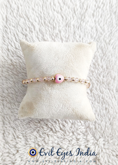 Pink Evil Eye Bracelet with Crystals for Self-Love