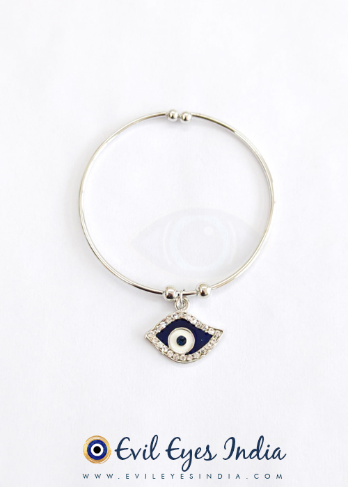 Eye Shaped Evil Eye Bangle with Zircons