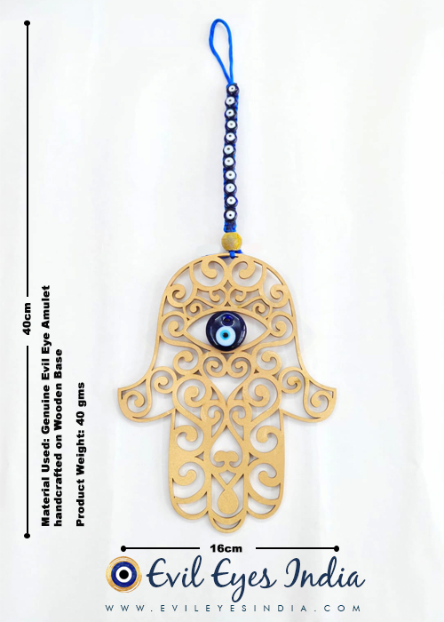 Hamsa Hand Wooden with Evil Eyes