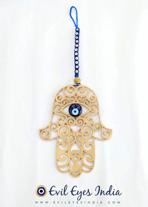 Hamsa Hand Wooden with Evil Eyes