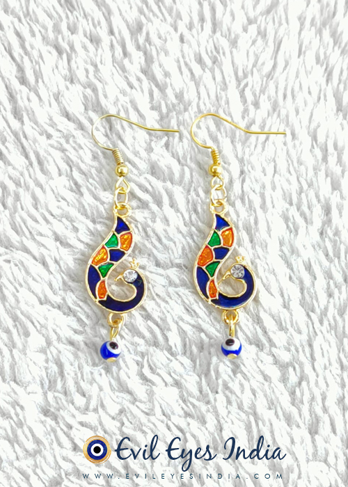 Peacock Evil Eye Earrings