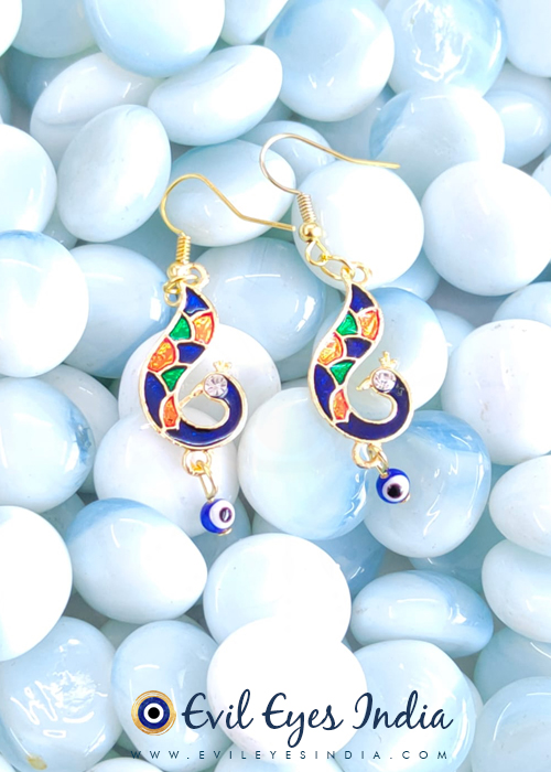 Peacock Evil Eye Earrings