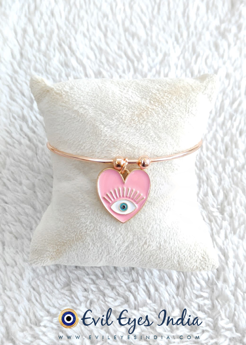 Pink Evil Eye Bangle for Protection