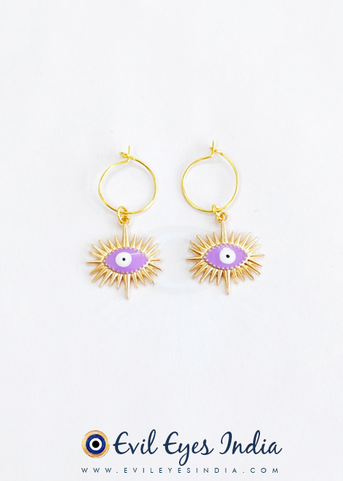 Purple Evil Eye Earrings