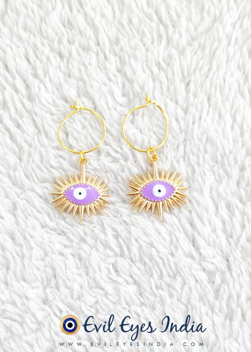 Purple Evil Eye Earrings